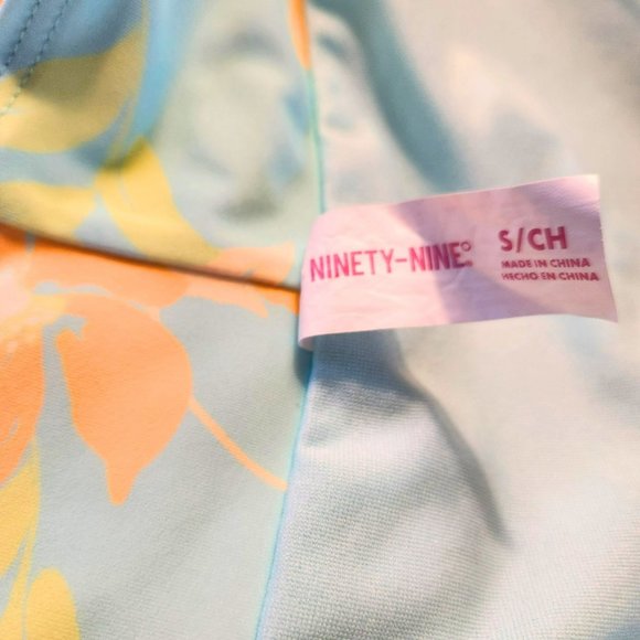 Ninety-Nine Peplum Top Tankini Set Junior Size 3-5 Turquoise Blue & Orange Daisi - Picture 4 of 5